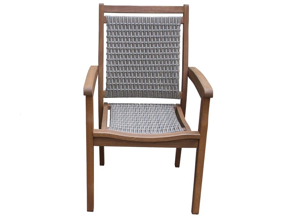 Eucalyptus Stackable Wicker Arm Chair in Grey