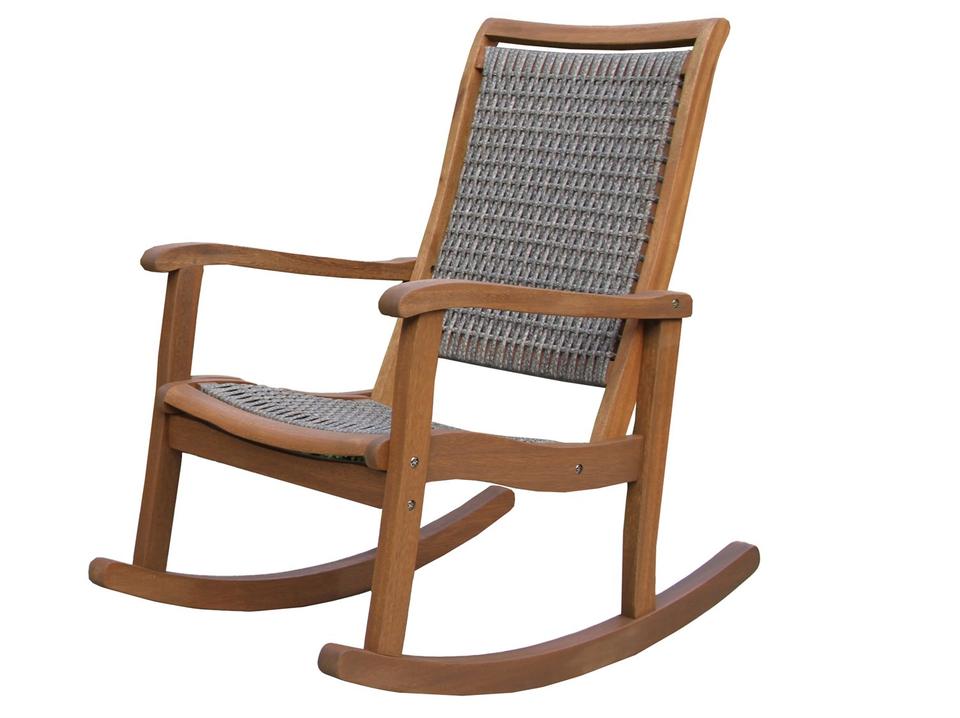 Eucalyptus and Driftwood Grey Wicker Rocking Chair
