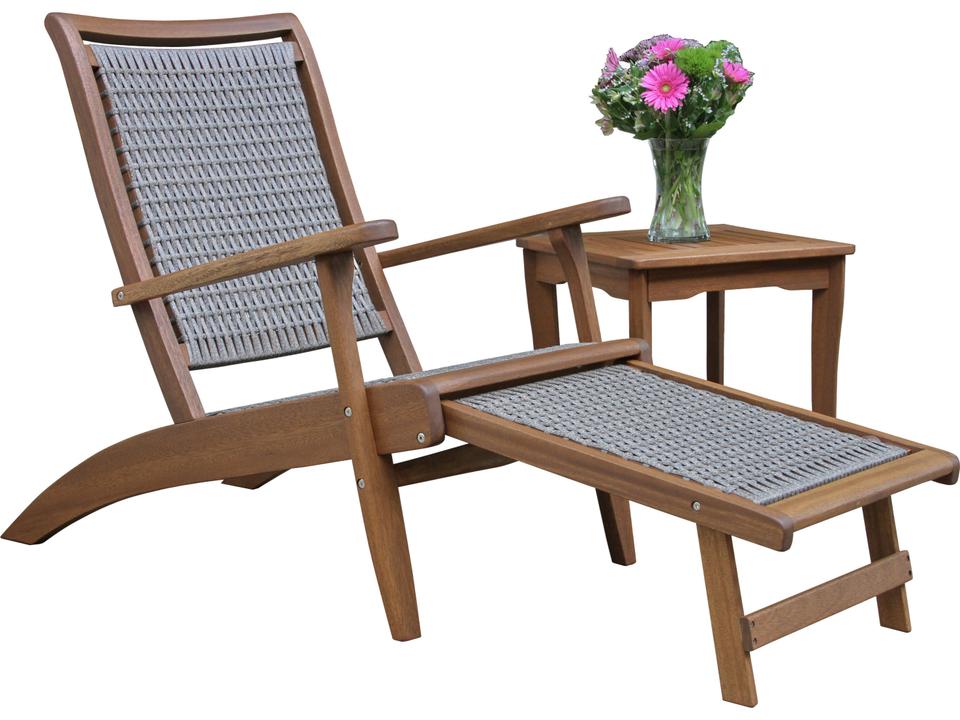 Eucalyptus & Driftwood Grey Wicker Lounge Chair with Ottoman