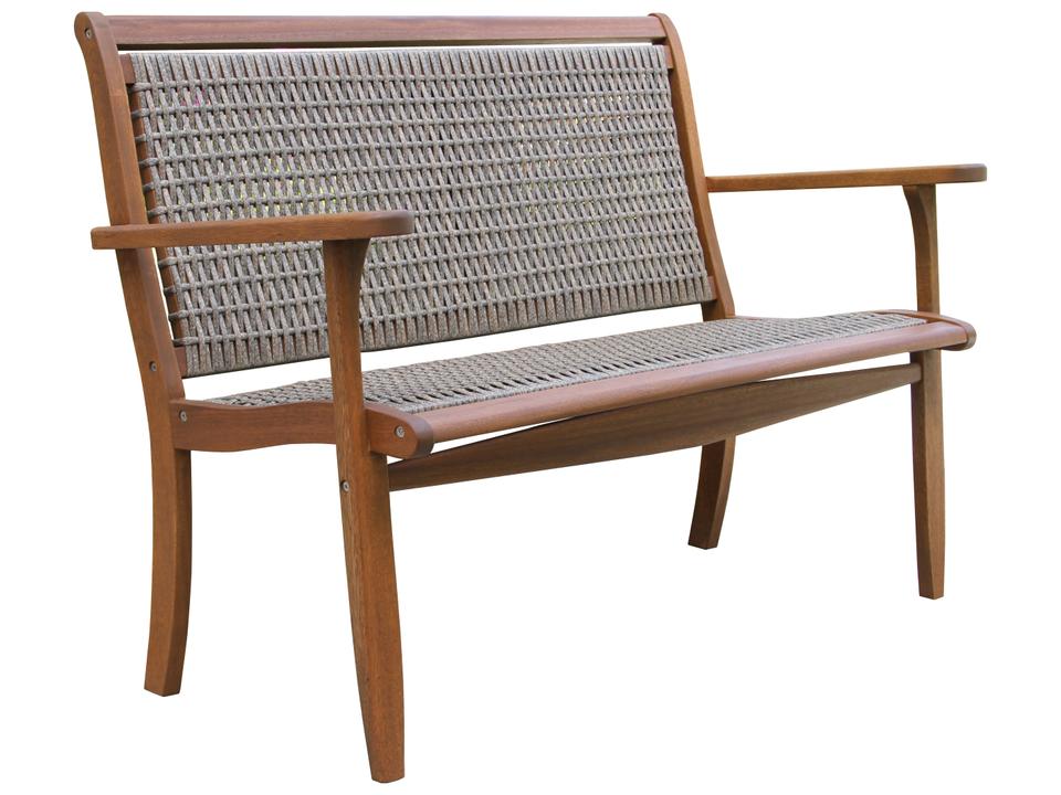 Eucalyptus and Driftwood Grey Wicker 3-Seat Bench