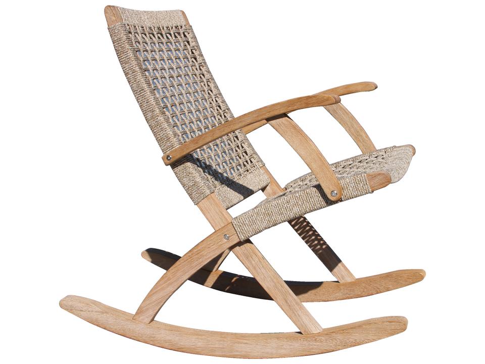 Antique Wash Eucalyptus and Wheat Rope Modern Rocking Chair