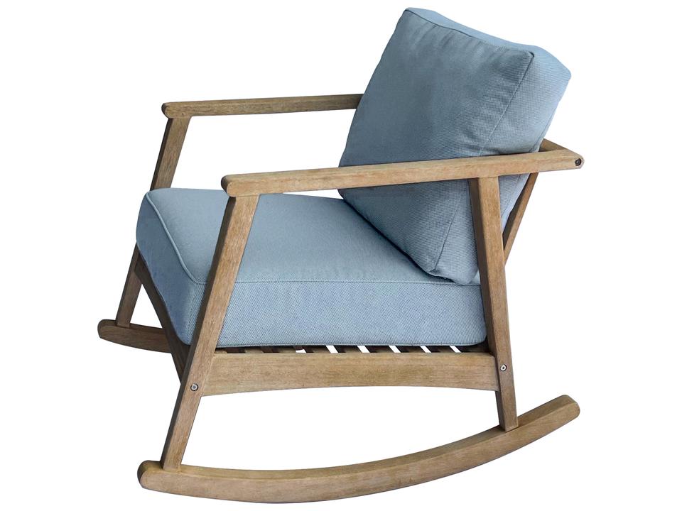 Antique Wash Eucalyptus Rocking Chair with Blue Olefin Cushions