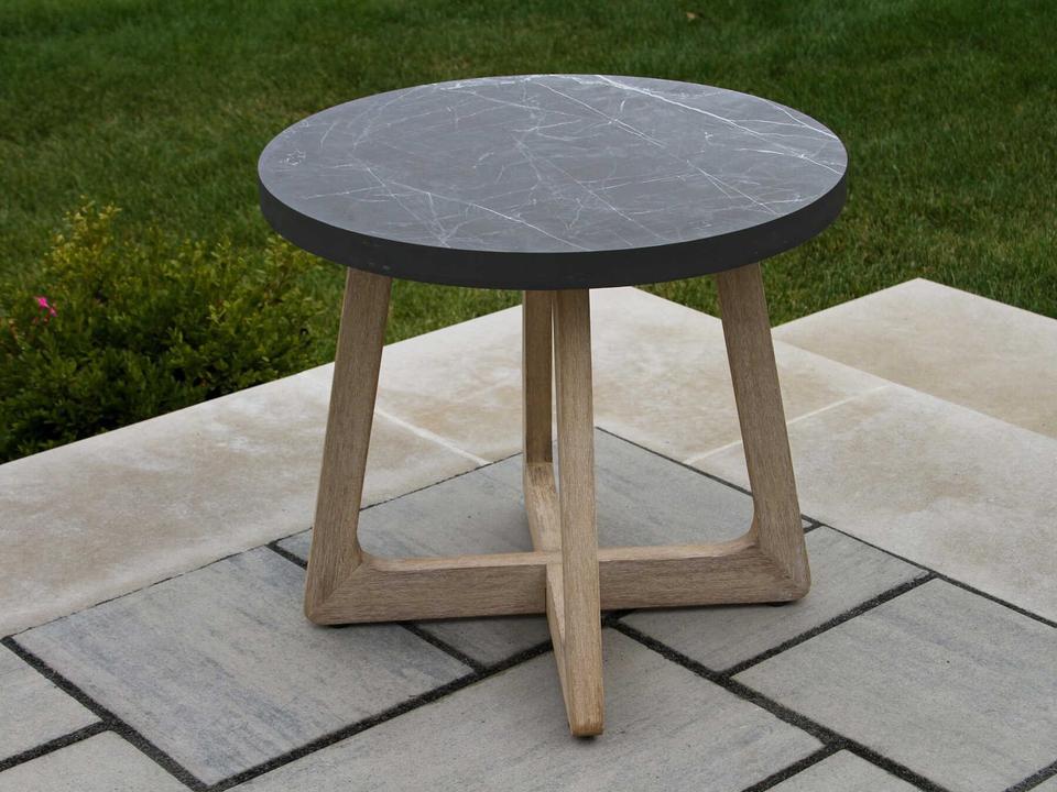 Antique Wash Wood Round End Table