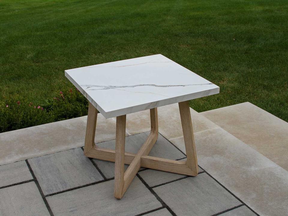 Antique Wash Wood Square End Table