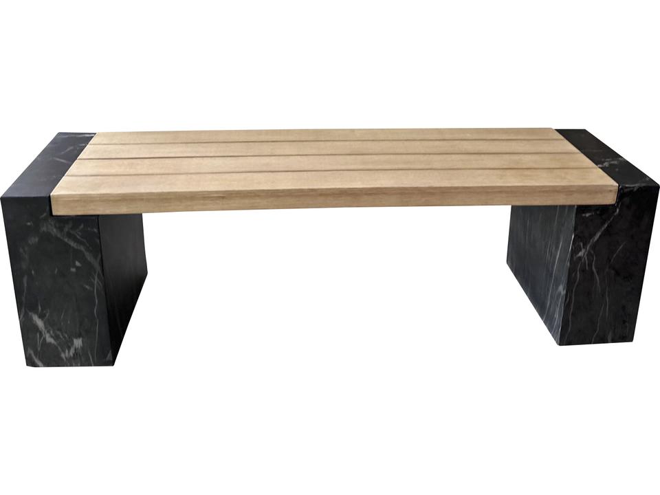 Antique Wash Eucalyptus and Black Marble Composite Bench
