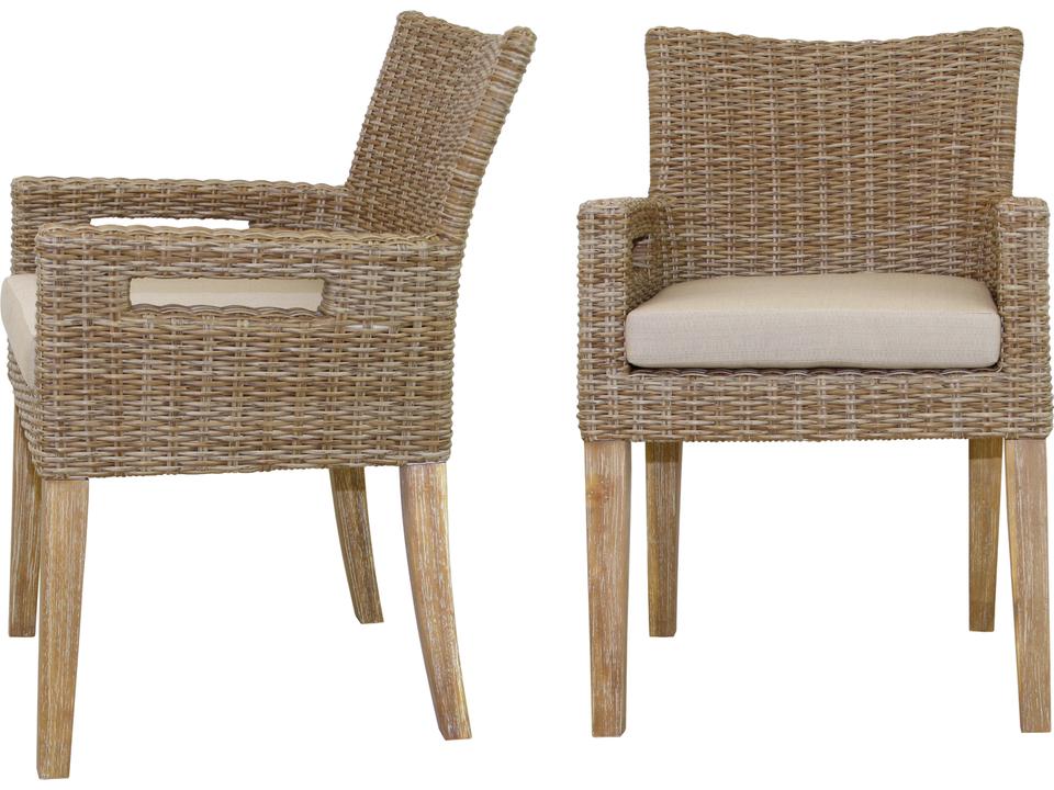 Antique Wash Eucalyptus & Wheat Wicker Dining Chair (Price Includes Two)