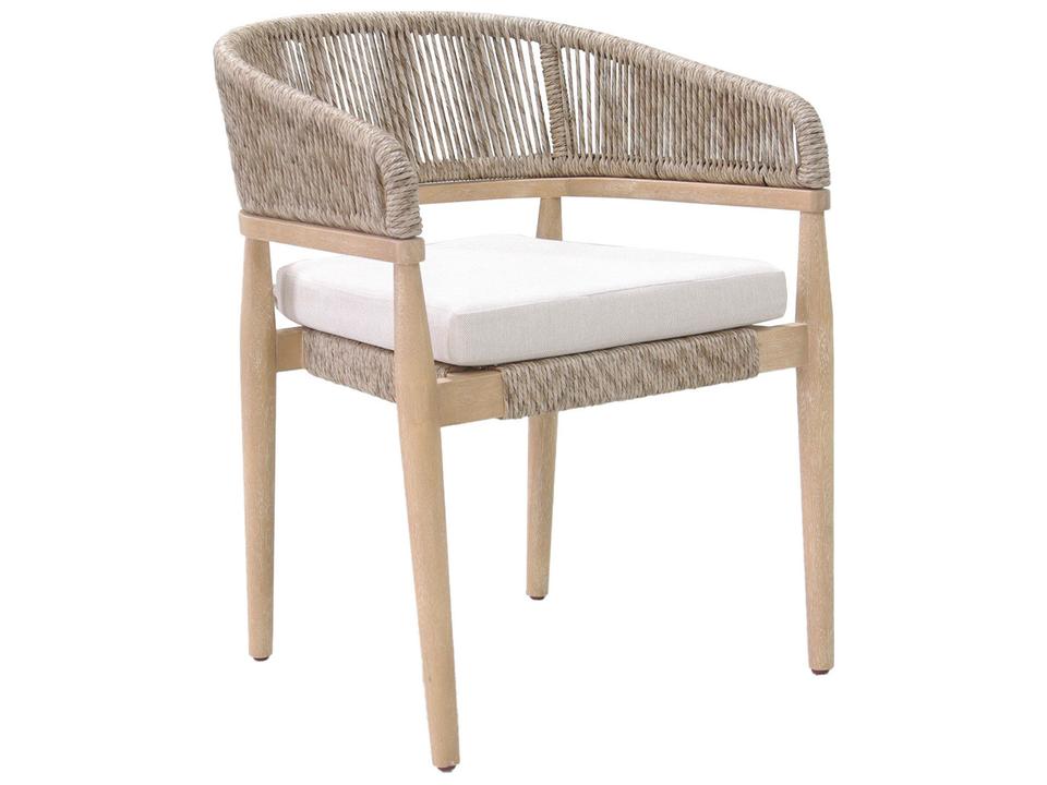 Antique Wash Eucalyptus & Beige Cable Wicker Stacking Dining Chair (Price Includes Two)