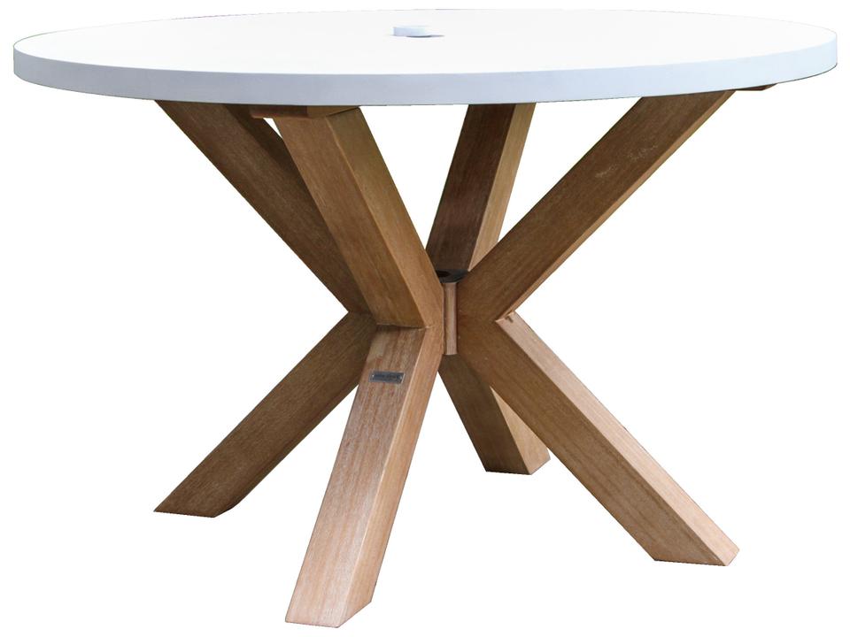 Antique Wash Eucalyptus & Ivory Composite Round Dining Table, 48" Dia.