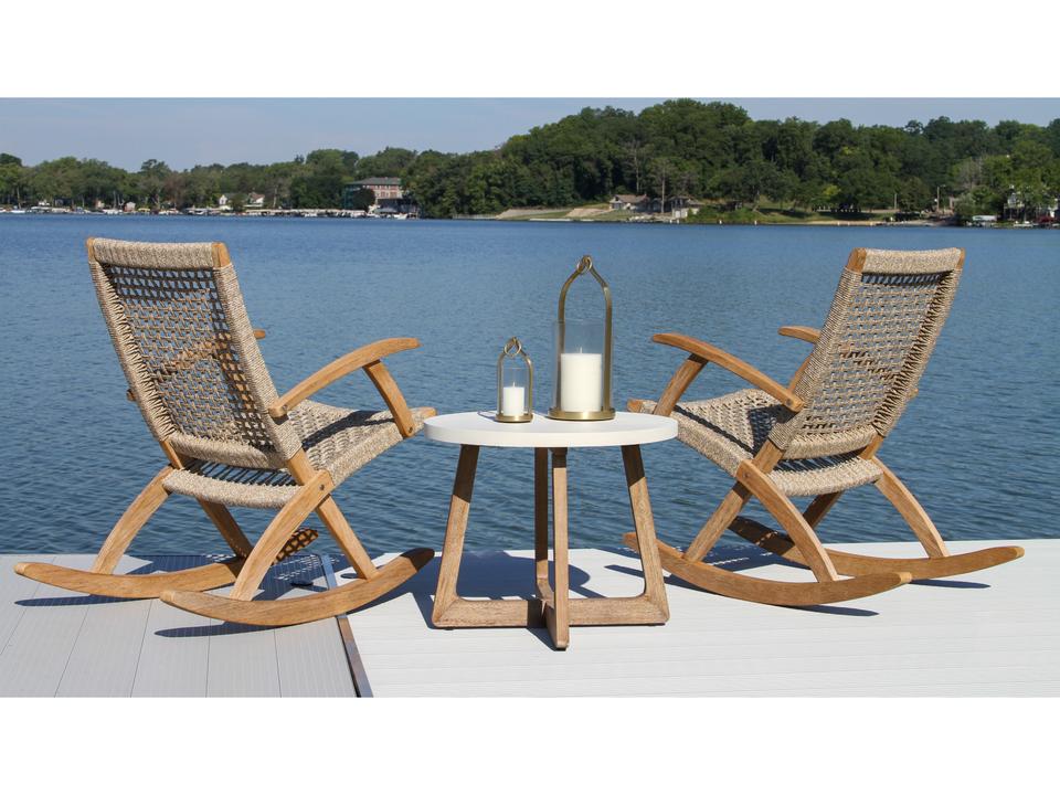 Antique Wash Wood Patio Lounge Set