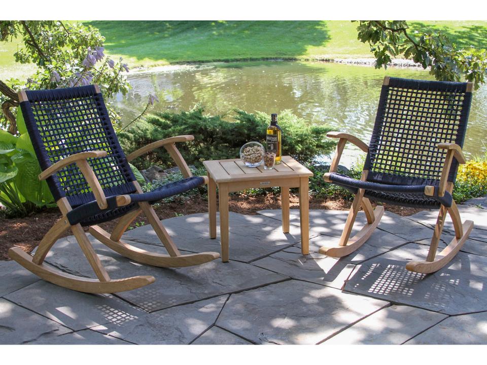 Antique Wash Wood Patio Lounge Set