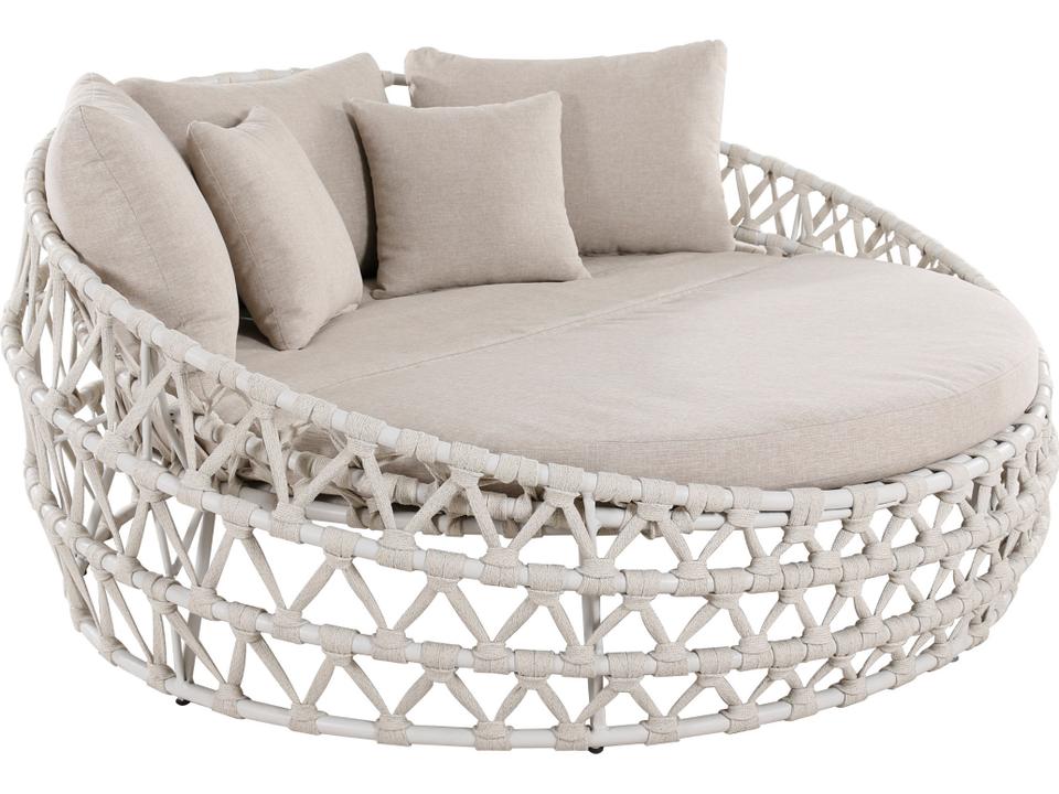 Linen Rope Daybed w 5 Throw Pillows, 68" Dia.