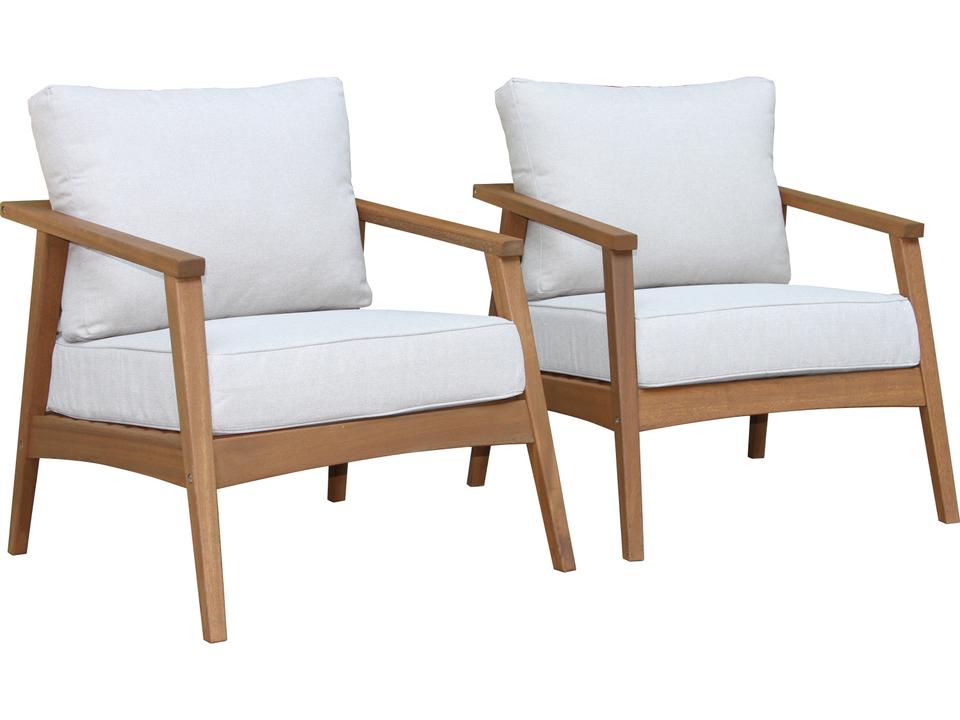Modern Eucalyptus Armchair with Olefin Cushions Set of Two