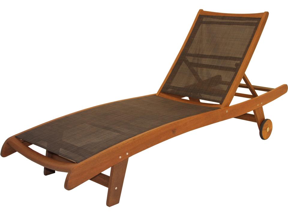 Eucalyptus Dark Brown Sling Chaise Lounger with Multiple Positions