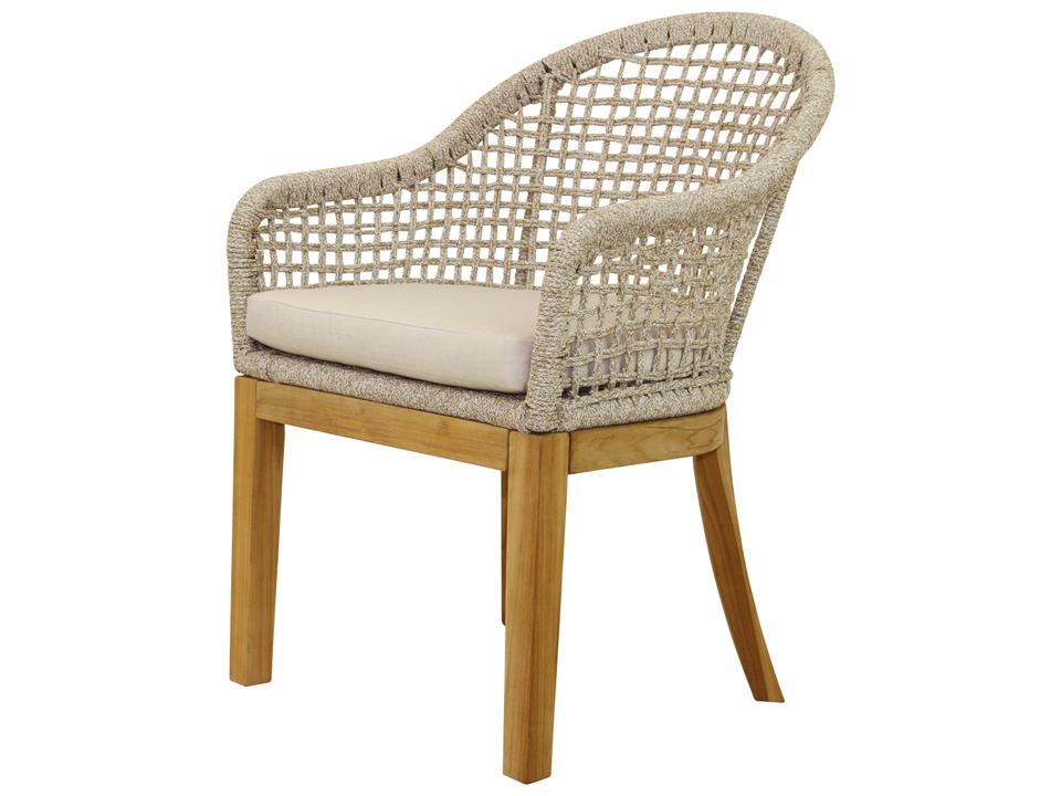Teak Nautical Rope Dining Armchair Pair