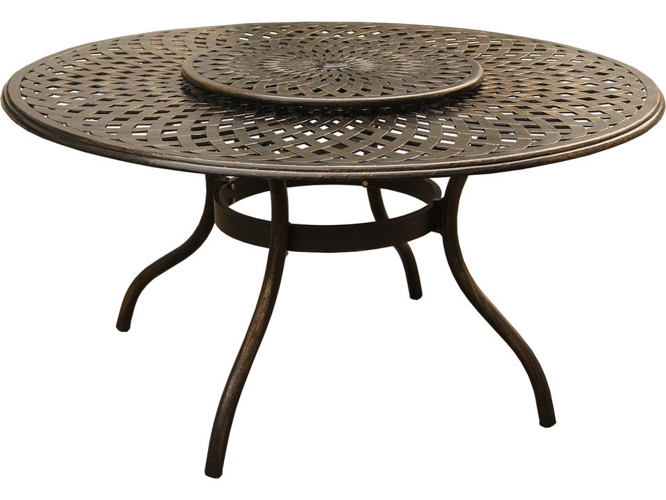 Mesh Modern 59-Inch Round Dining Table with Lazy Susan in Bronze