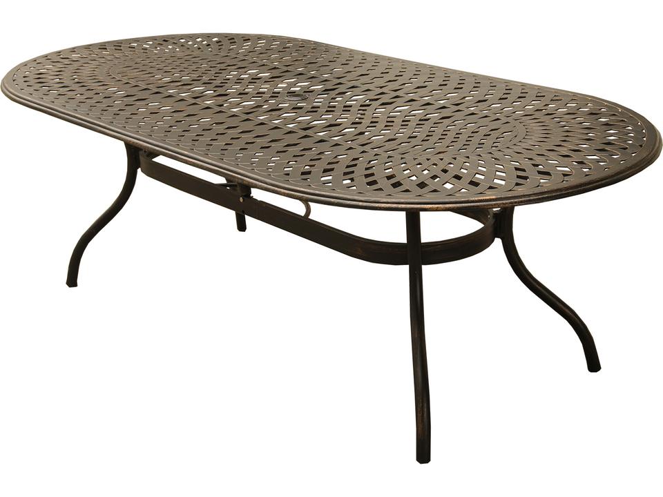 Mesh Modern 95-Inch Oval Cast Aluminum Dining Table in Bronze