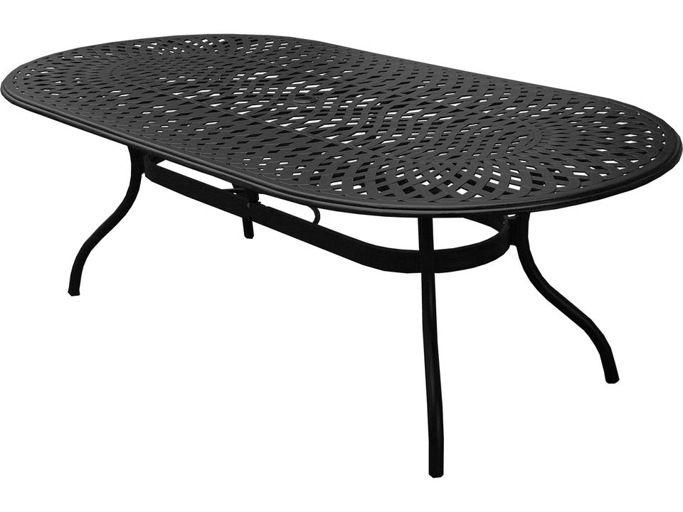 Mesh Modern 95-Inch Oval Aluminum Dining Table in Black