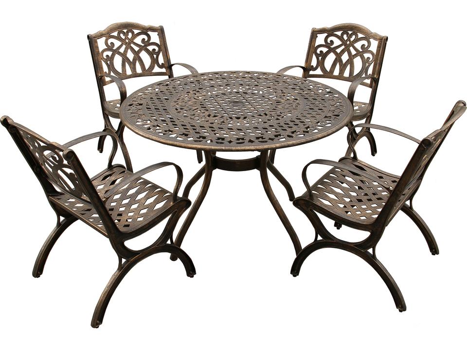 Modern Aluminum 48 Inch Round Dining Set with Four Chairs
