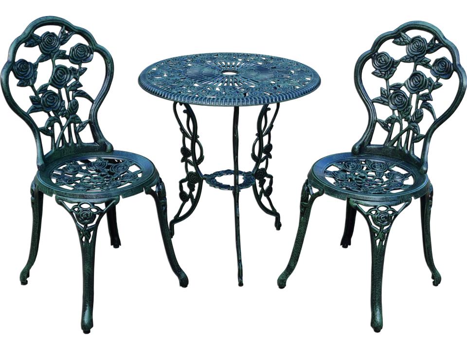 Rose 3 Pc Cast Aluminum and Cast Iron Bistro Set in Verdi Green