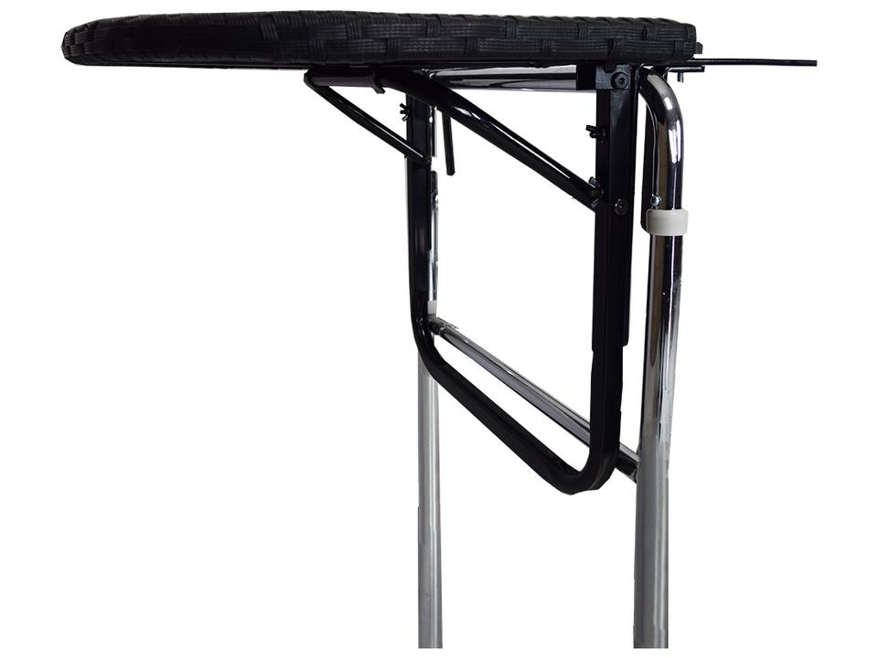 Black Wicker Patio Balcony Counter Table with Adjustable Clamps