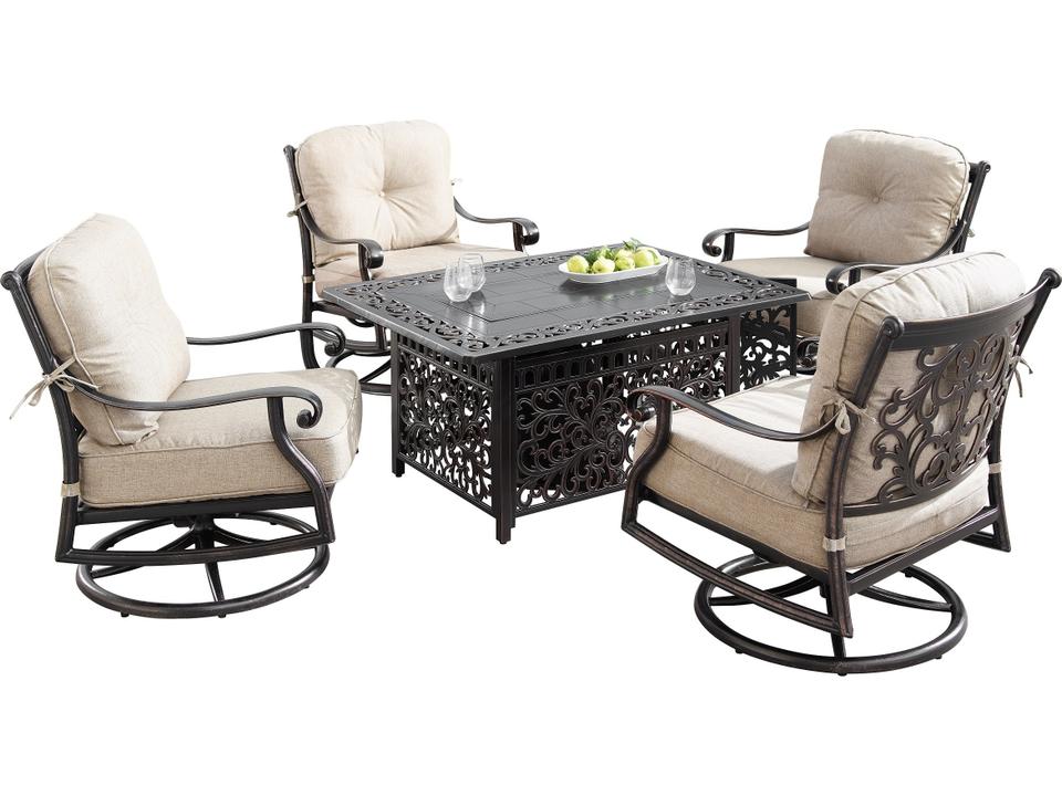 Aluminum 48'' Rectangular Fire Pit Table Set