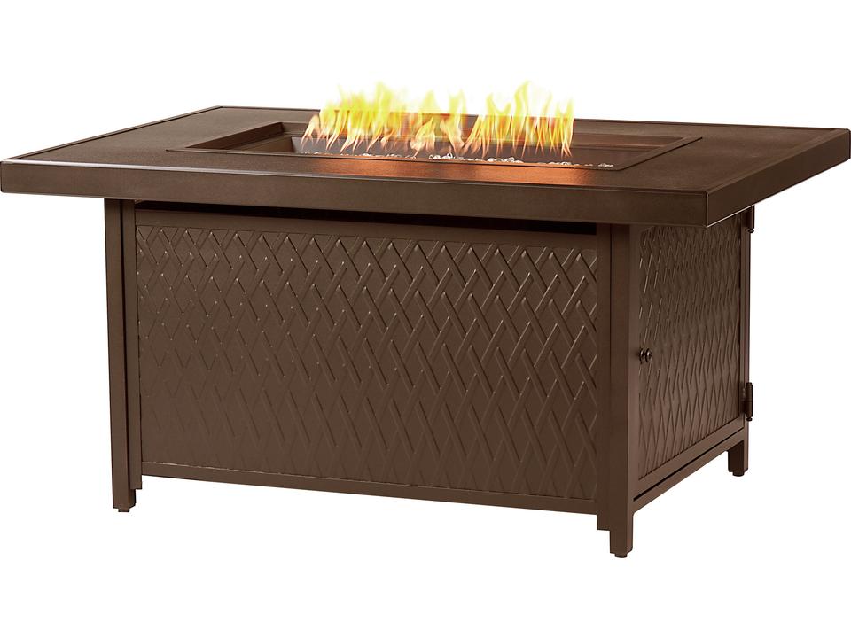 Rectangular Aluminum Propane Fire Pit Table in Brown