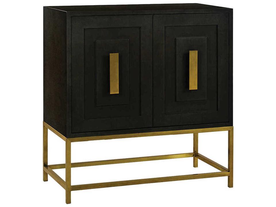 Starward Acacia Wood Charcoal Display Cabinet with Brass Accents