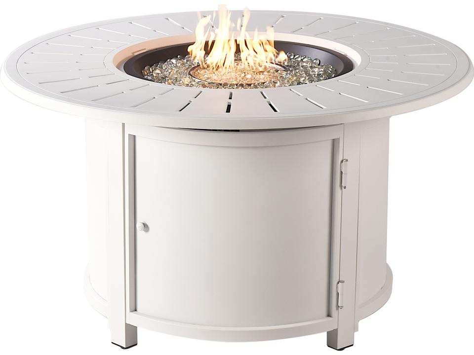 Nobu 44-Inch Round Aluminum Fire Pit Table in White