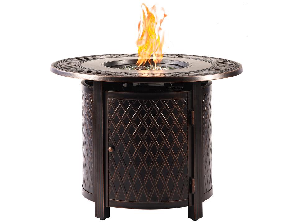Ritz 34-Inch Round Cast Aluminum Propane Fire Pit Table in Antique Copper