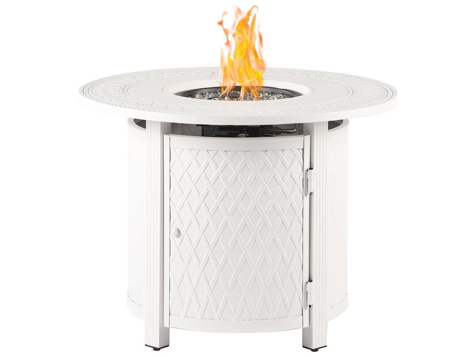 Ritz 34-Inch Round Cast Aluminum Fire Pit Table in White