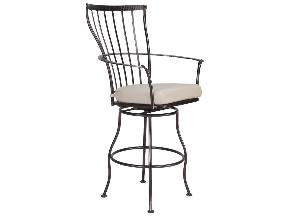 Monterra Wrought Iron Swivel Bar Stool with Arms