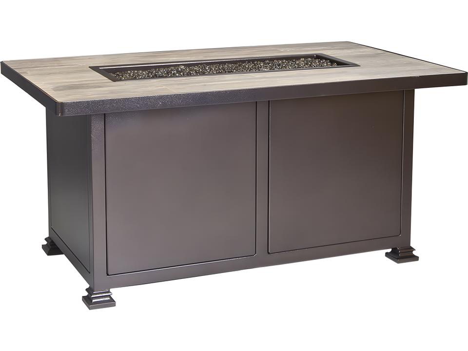 Casual Fireside Santorini 50-Inch Rectangle Wrought Iron Chat Height Outdoor Fire Pit Table