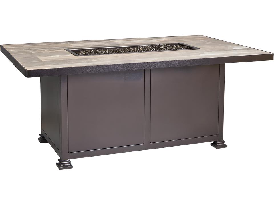 Santorini Wrought Iron Rectangular Chat Height Patio Fire Pit Table