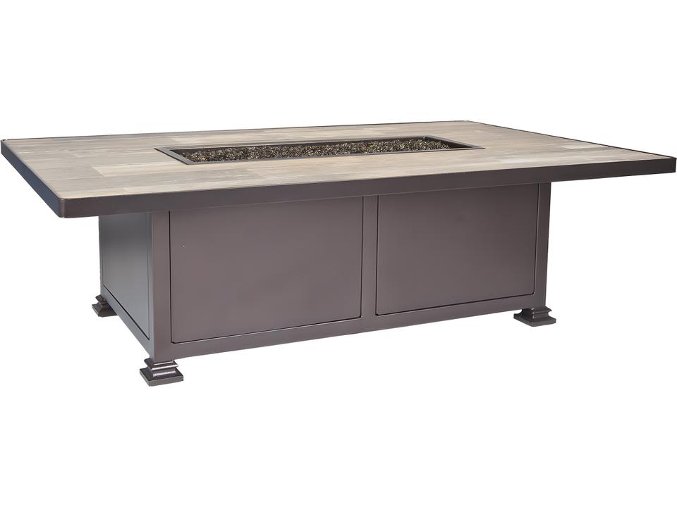 Casual Fireside Santorini Wrought Iron Rectangular Occasional Outdoor Fire Pit Table