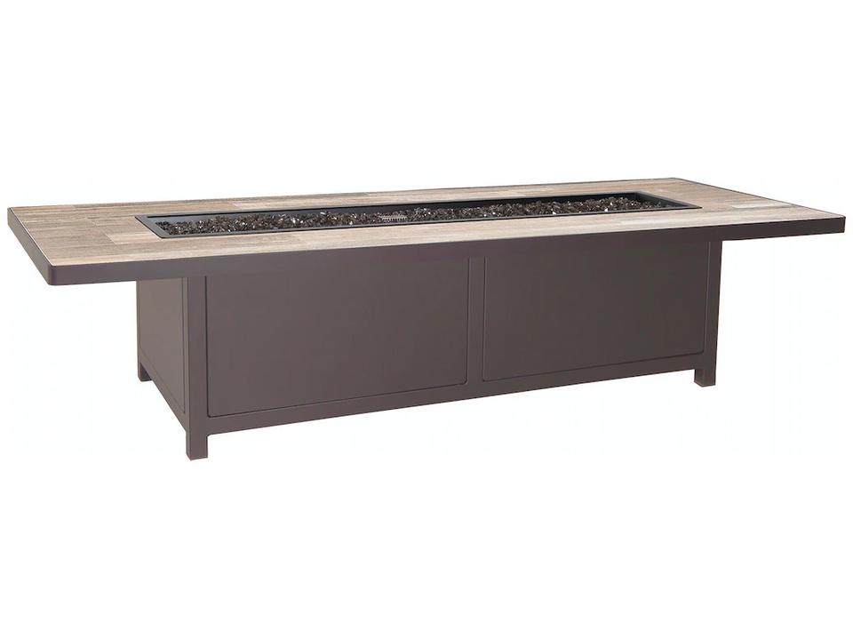 Elba 72 Inch Rectangular Occasional Height Aluminum Fire Pit Table