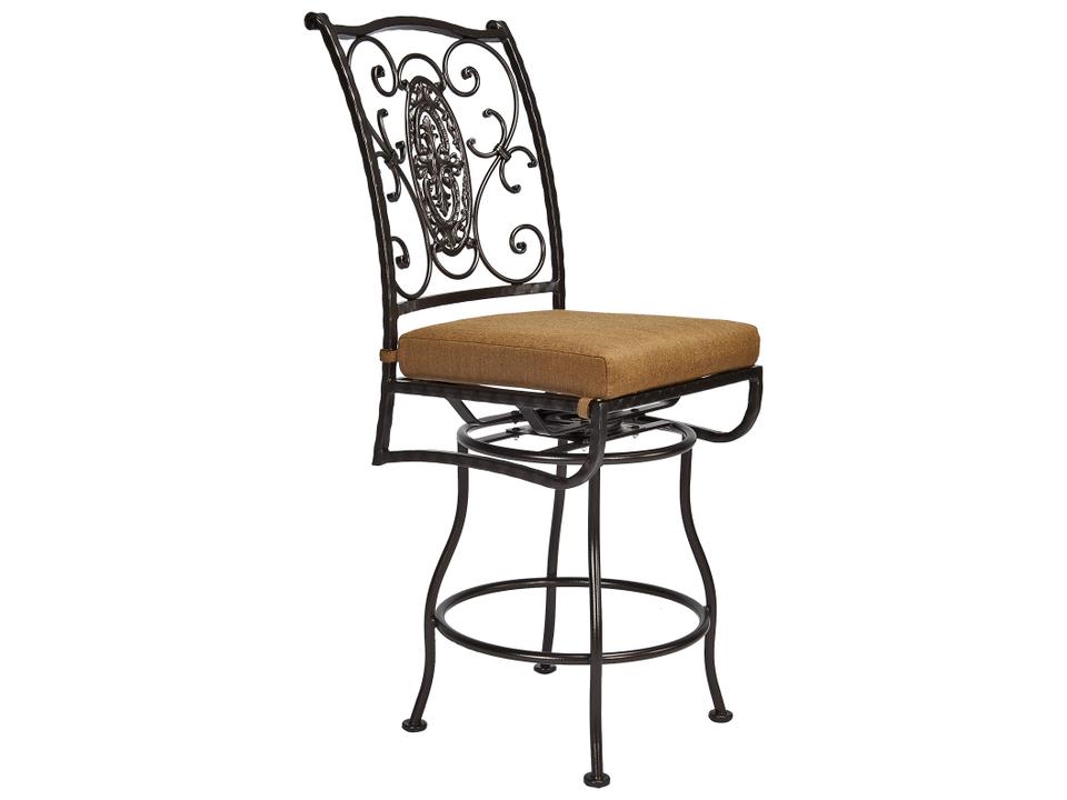 San Cristobal Armless Swivel Counter Stool Wrought Iron Cushion