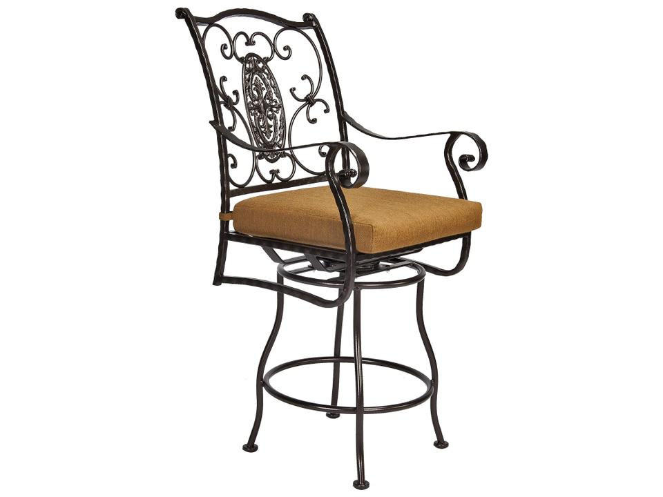 San Cristobal Hand-Forged Wrought Iron Swivel Cushion Counter Stool