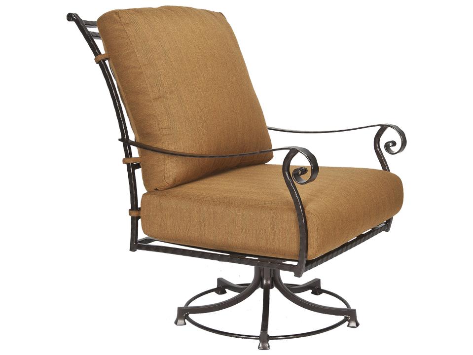 San Cristobal Wrought Iron Cushion Swivel Rocker Lounge Chair