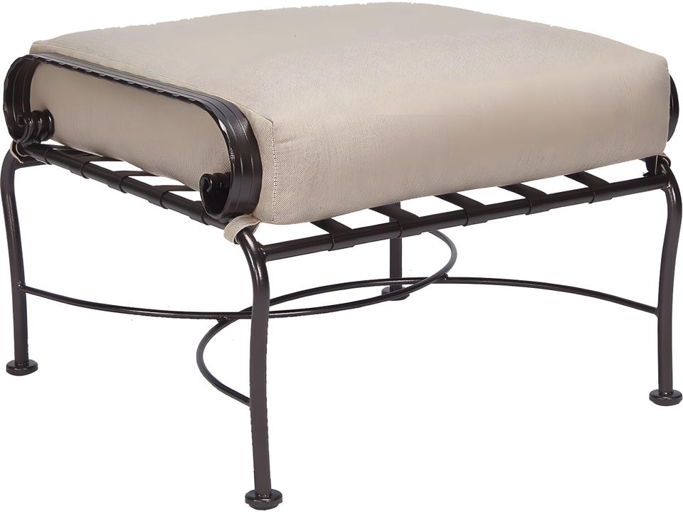 Classico-Wide Wrought Iron Scrolls Patio Ottoman