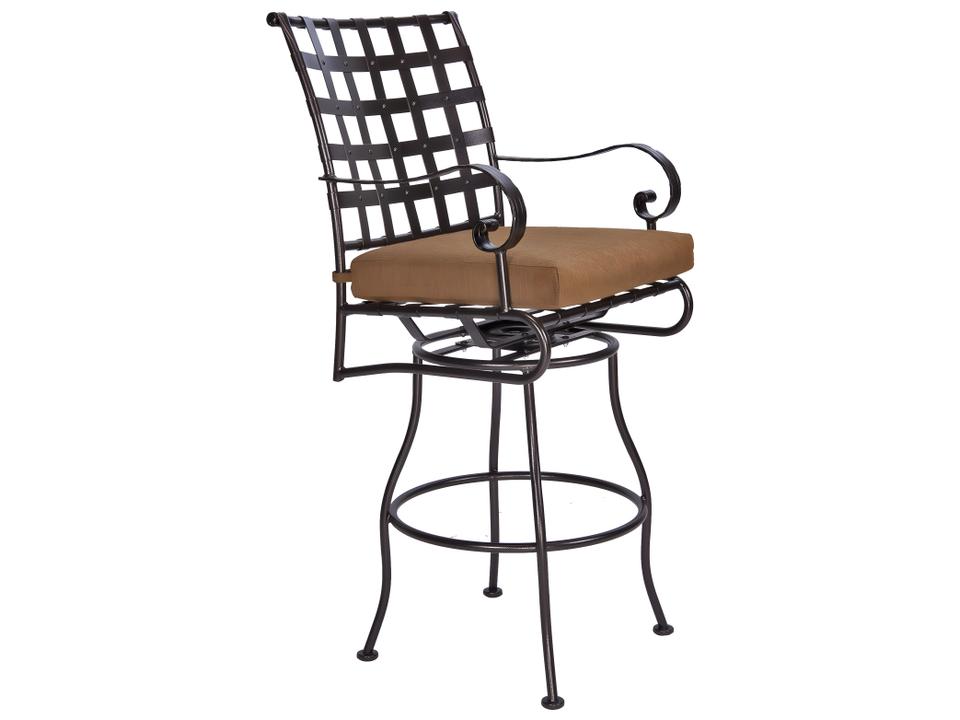 Classico-W Swivel Bar Stool with Arms in Wrought Iron