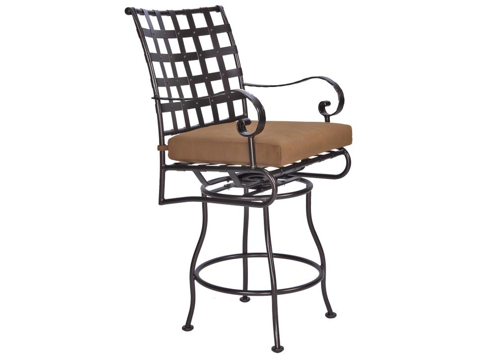 Classico-W Swivel Wrought Iron Outdoor Counter Stool with Arms