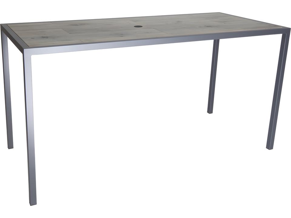 Quadra Wrought Iron Rectangular Patio Counter Table with Umbrella Hole