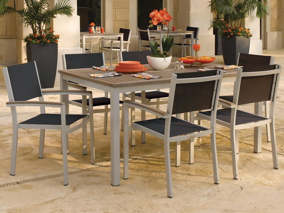 Travira Aluminum Flint 7 Piece Dining Set with Black Sling