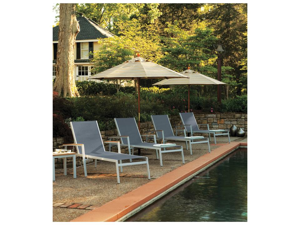 Travira 8 Piece Outdoor Patio Lounge Set with Titanium Slings and Tekwood End Tables