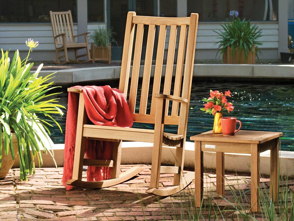 Classic Teak 2 Piece Lounge Set with Rocking Chair and Side Table