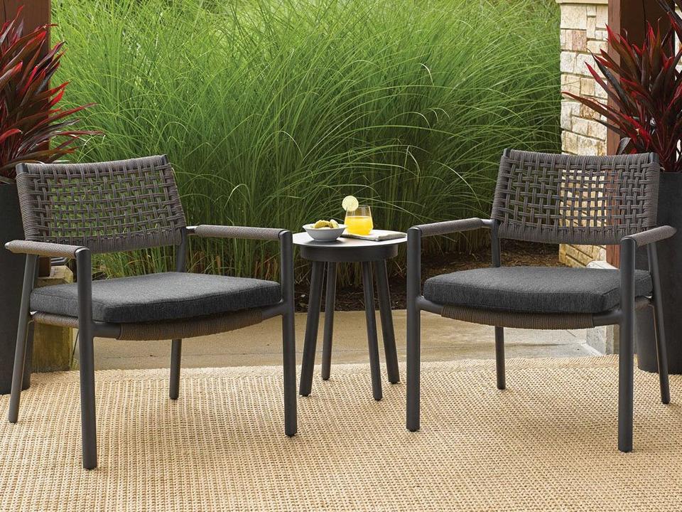 Eiland 3-Piece Carbon Aluminum Outdoor Lounge Set with Pepper Cushions