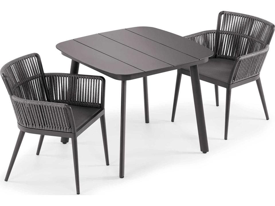 Nette 3 Piece Aluminum Dining Table and Armchair Set