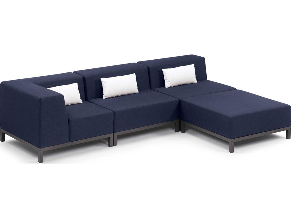 Koral 4-Piece Modular Aluminum Cushion Lounge Sectional Set