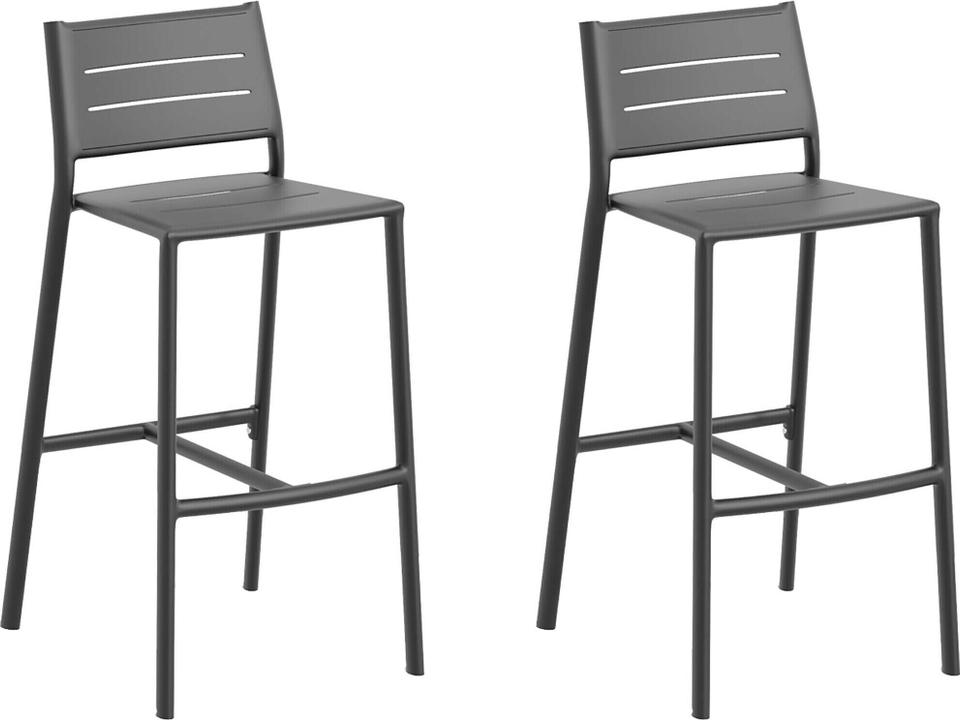 Eiland Aluminum Carbon Outdoor Bar Stool Set of 2