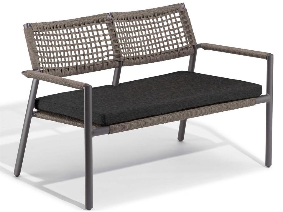 Eiland Aluminum Carbon Loveseat with Pepper Cushion
